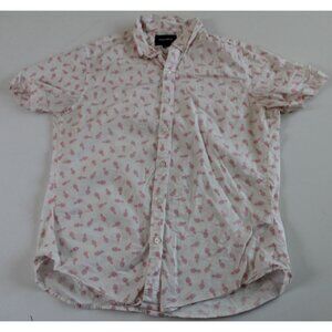 Bonobos Mens M Slim Fit Pink Pineapple Short Sleeve Button Down Riviera Shirt